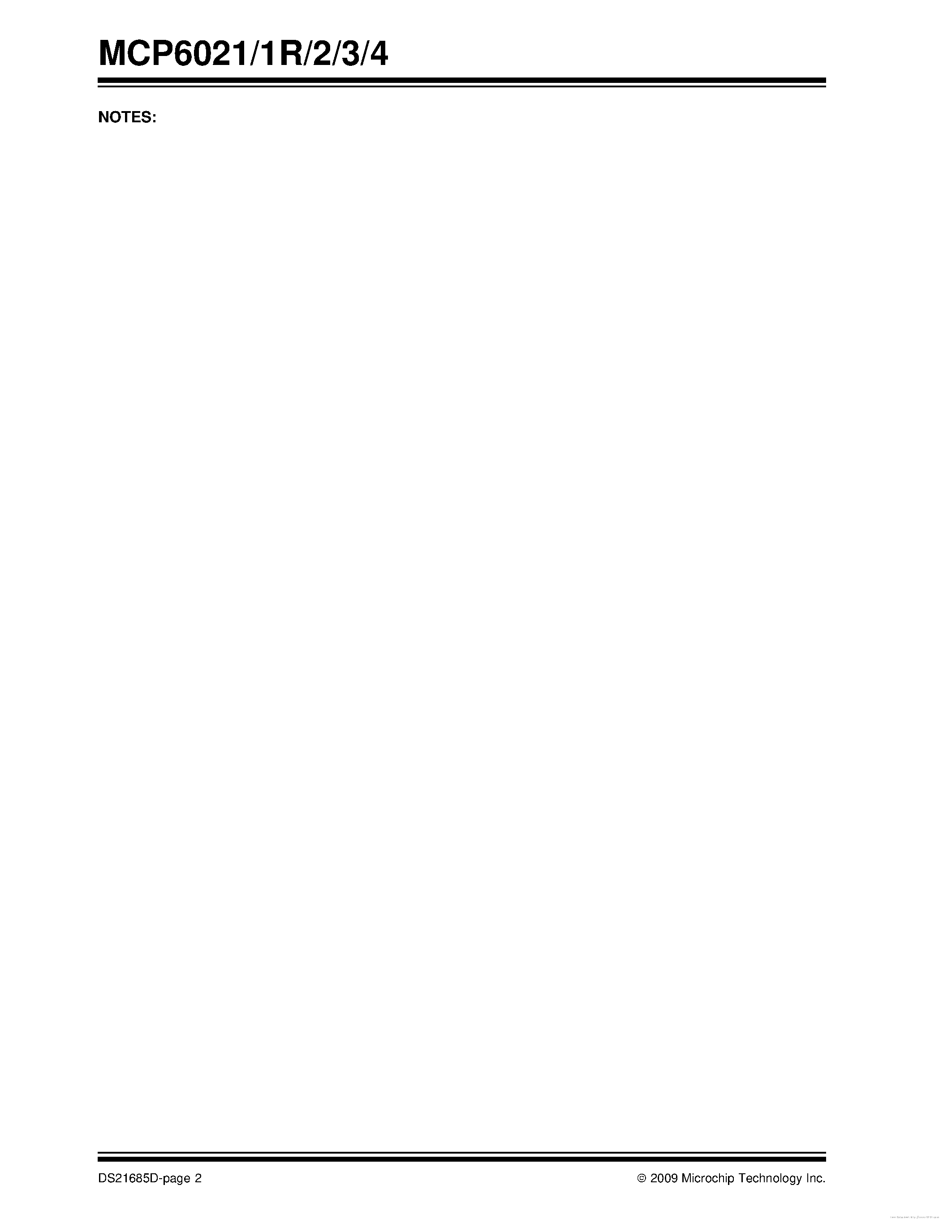 Даташит на микросхему MCP6021 страница 2 Даташит MCP6021 - страница 2