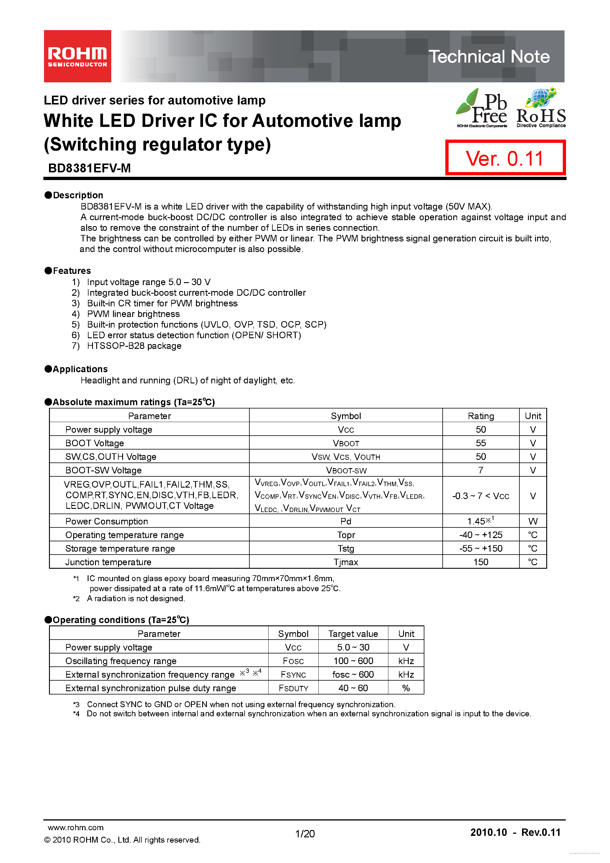 Даташит BD8381EFV-M - страница 1