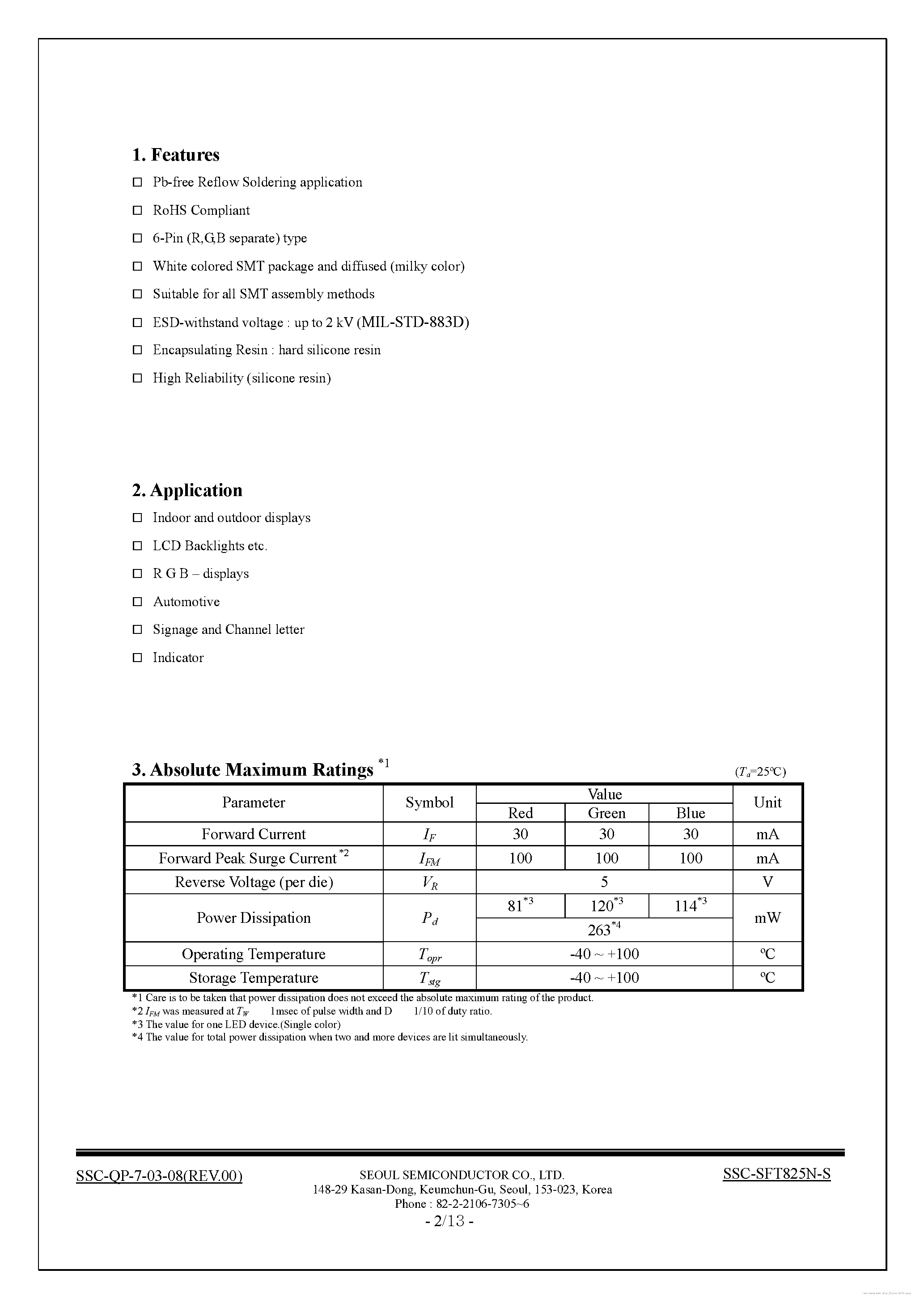 Datasheet SSC-SFT825N-S - page 2