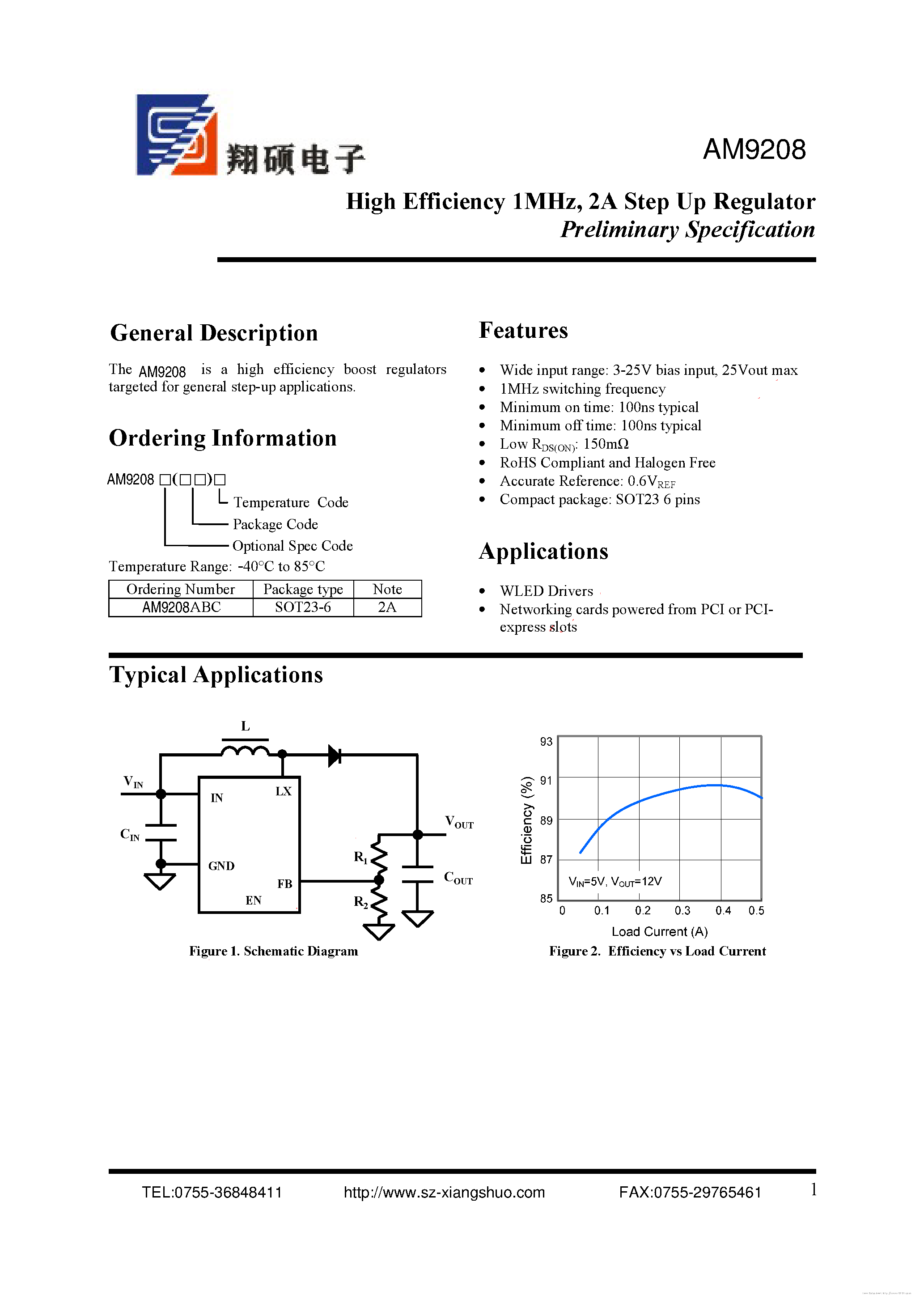 Datasheet AM9208 page 1 Datasheet AM9208 - page 1