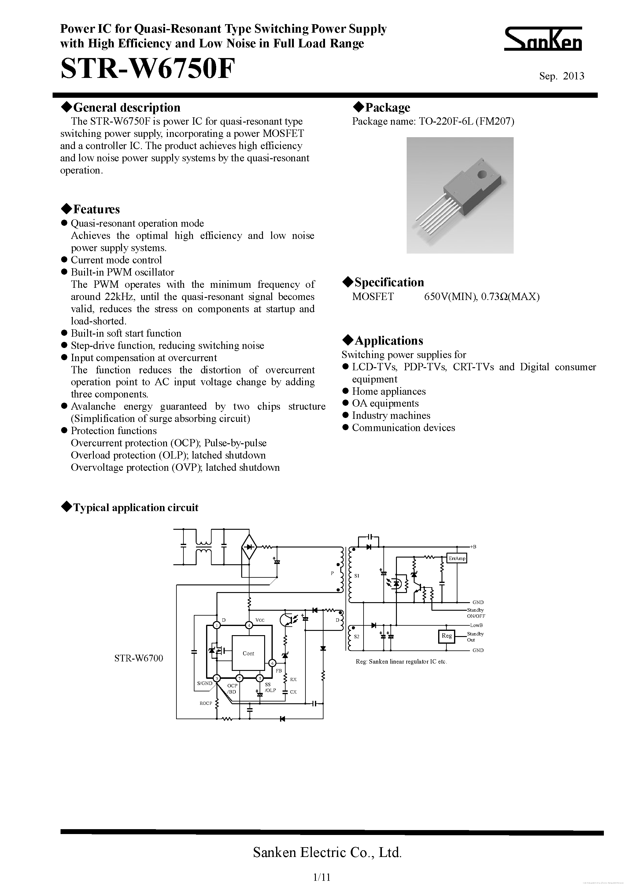 Даташит STR-W6750F - страница 1