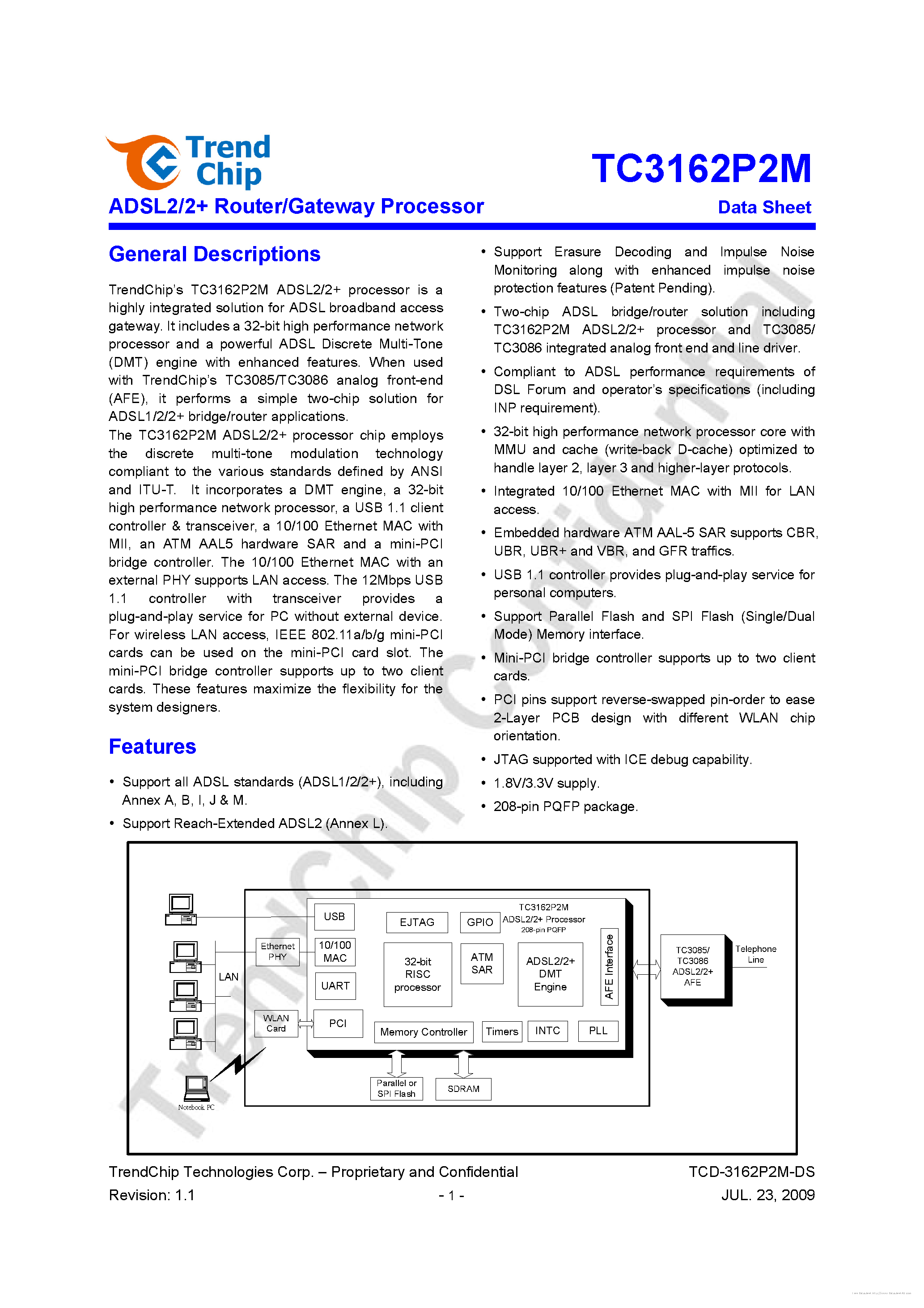 Datasheet TC3162P2M - page 1
