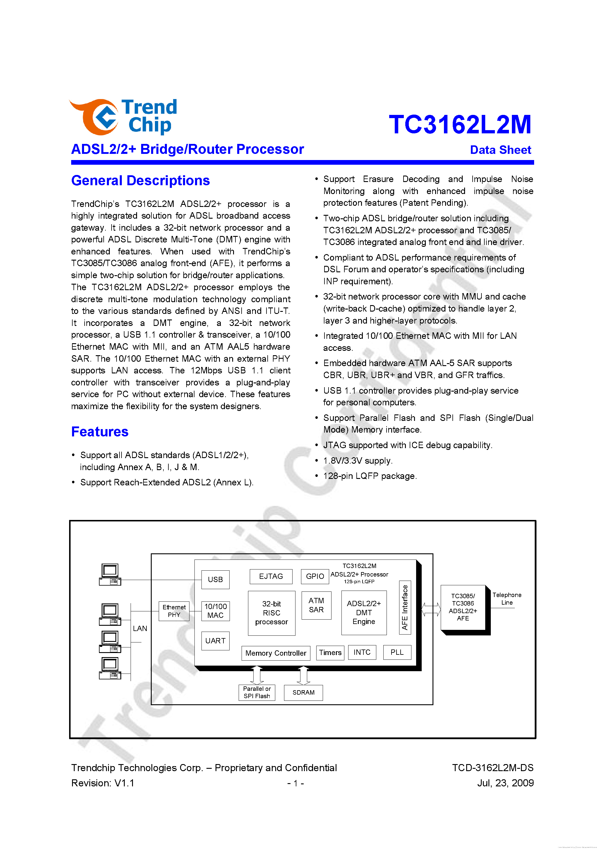 Datasheet TC3162L2M page 1 Datasheet TC3162L2M - page 1