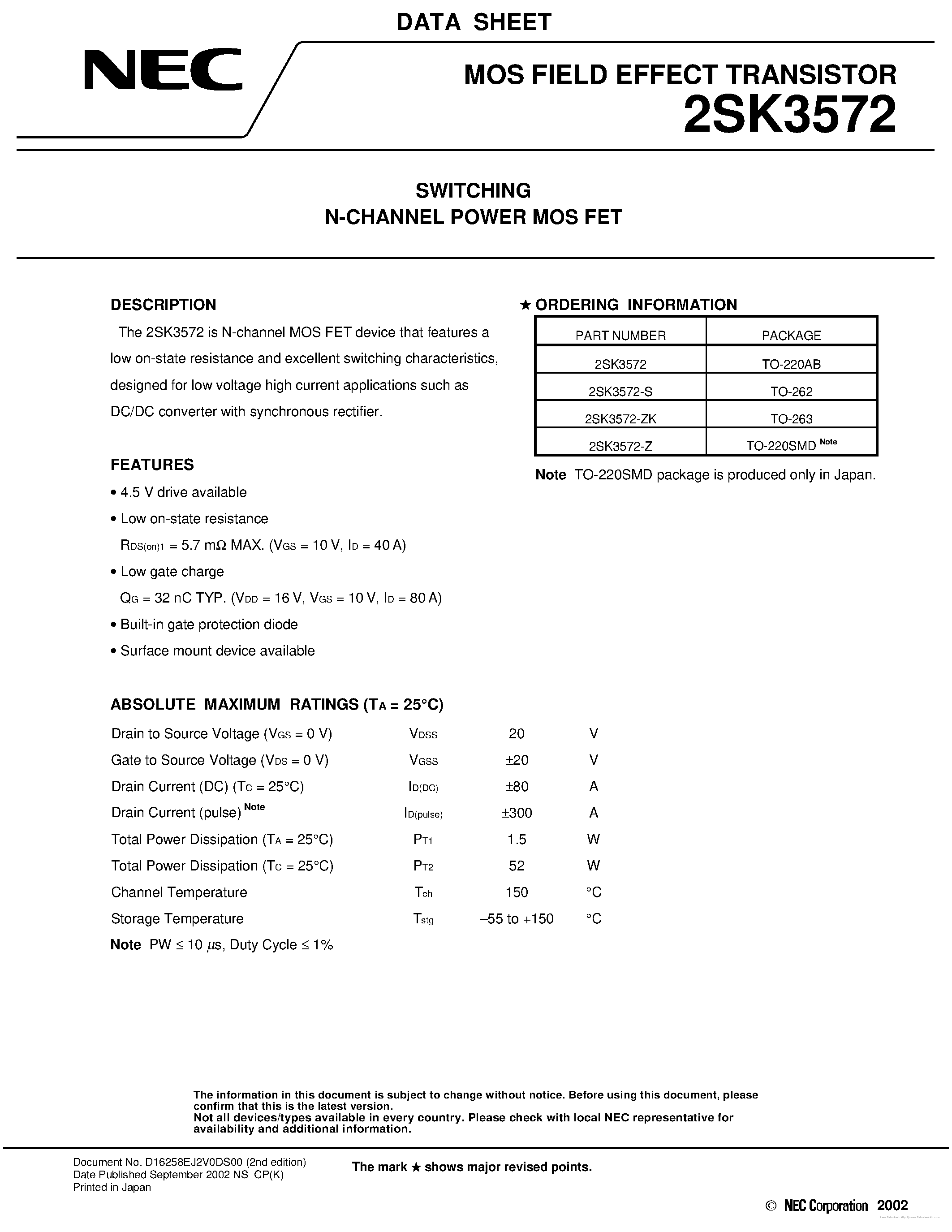 Даташит K3572 - страница 1