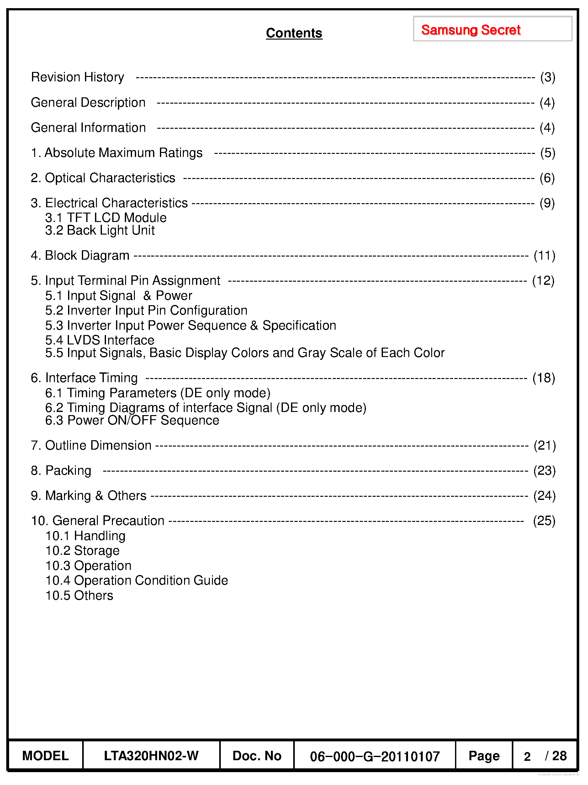 Datasheet LTA320HN02-W - page 2