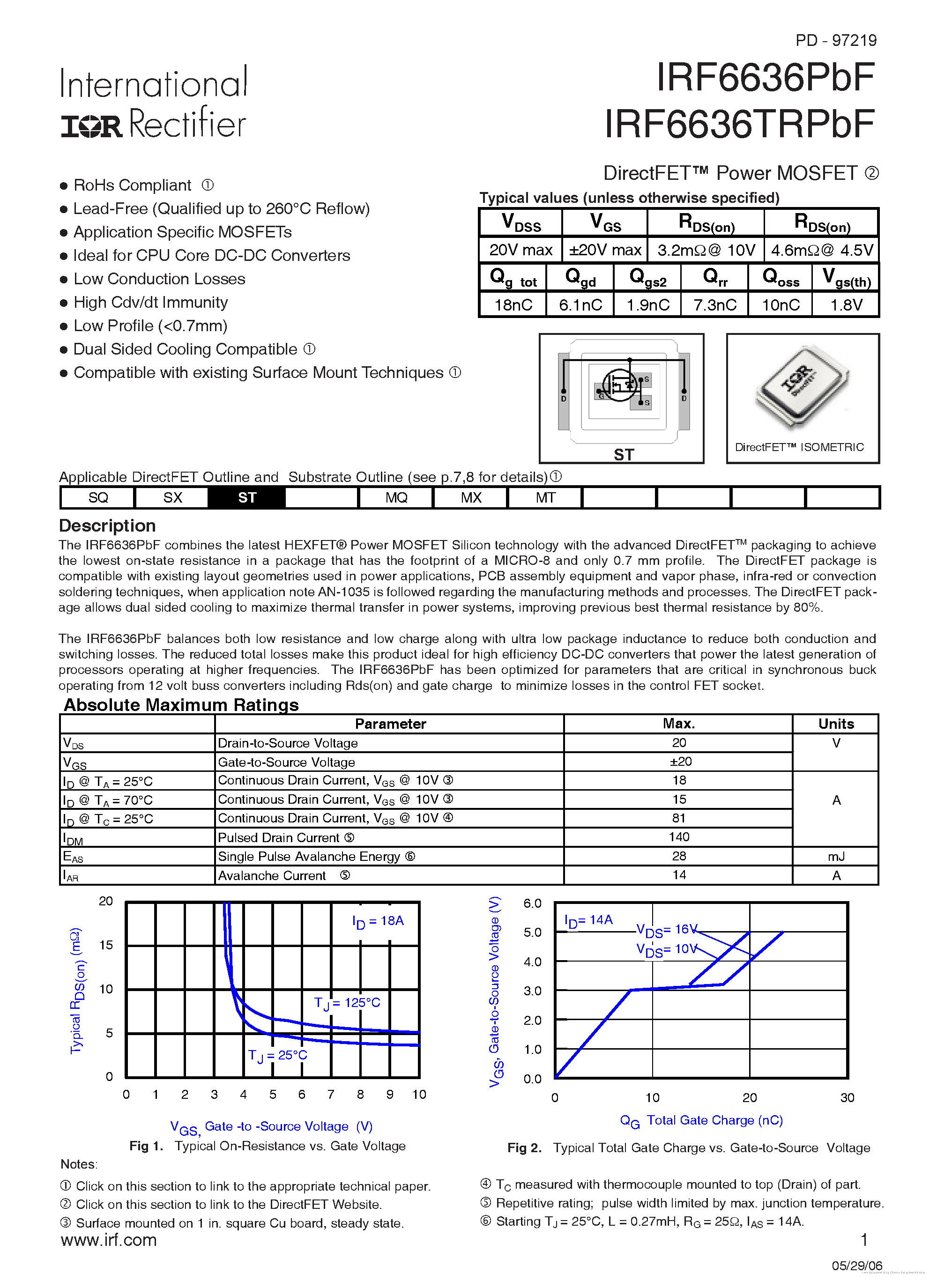 Datasheet IRF6636PBF page 1 Datasheet IRF6636PBF - page 1