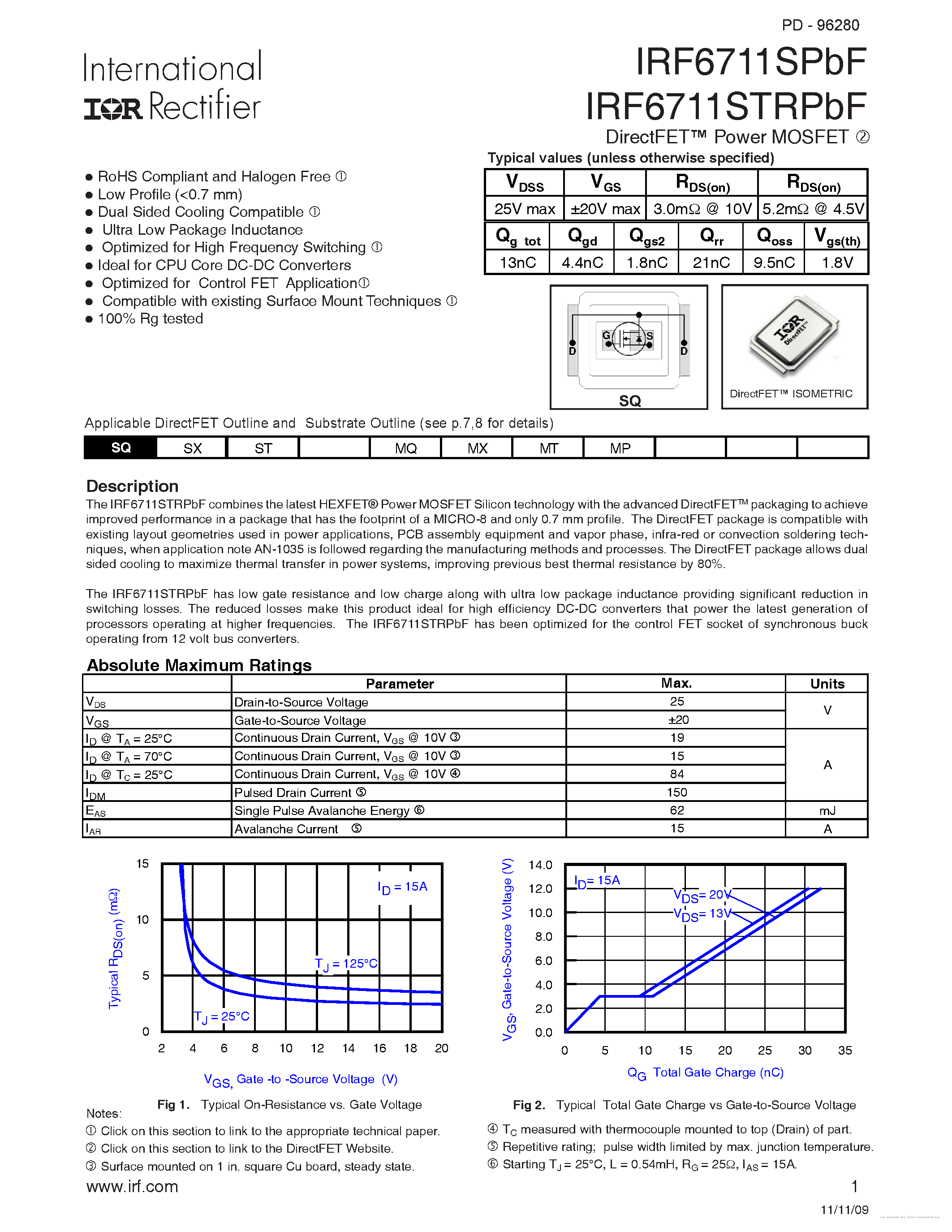 Datasheet IRF6711SPBF page 1 Datasheet IRF6711SPBF - page 1