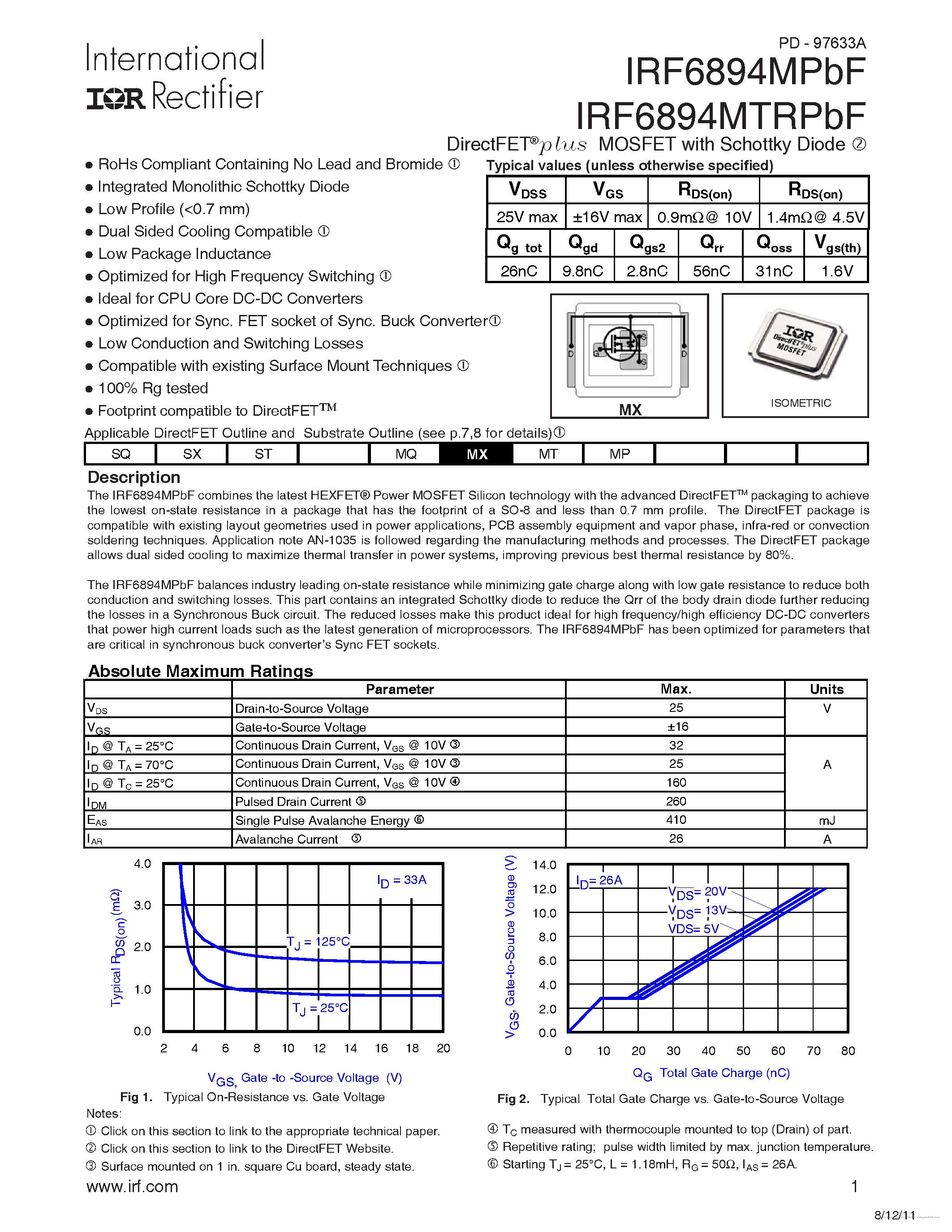 Datasheet IRF6894MPBF - page 1
