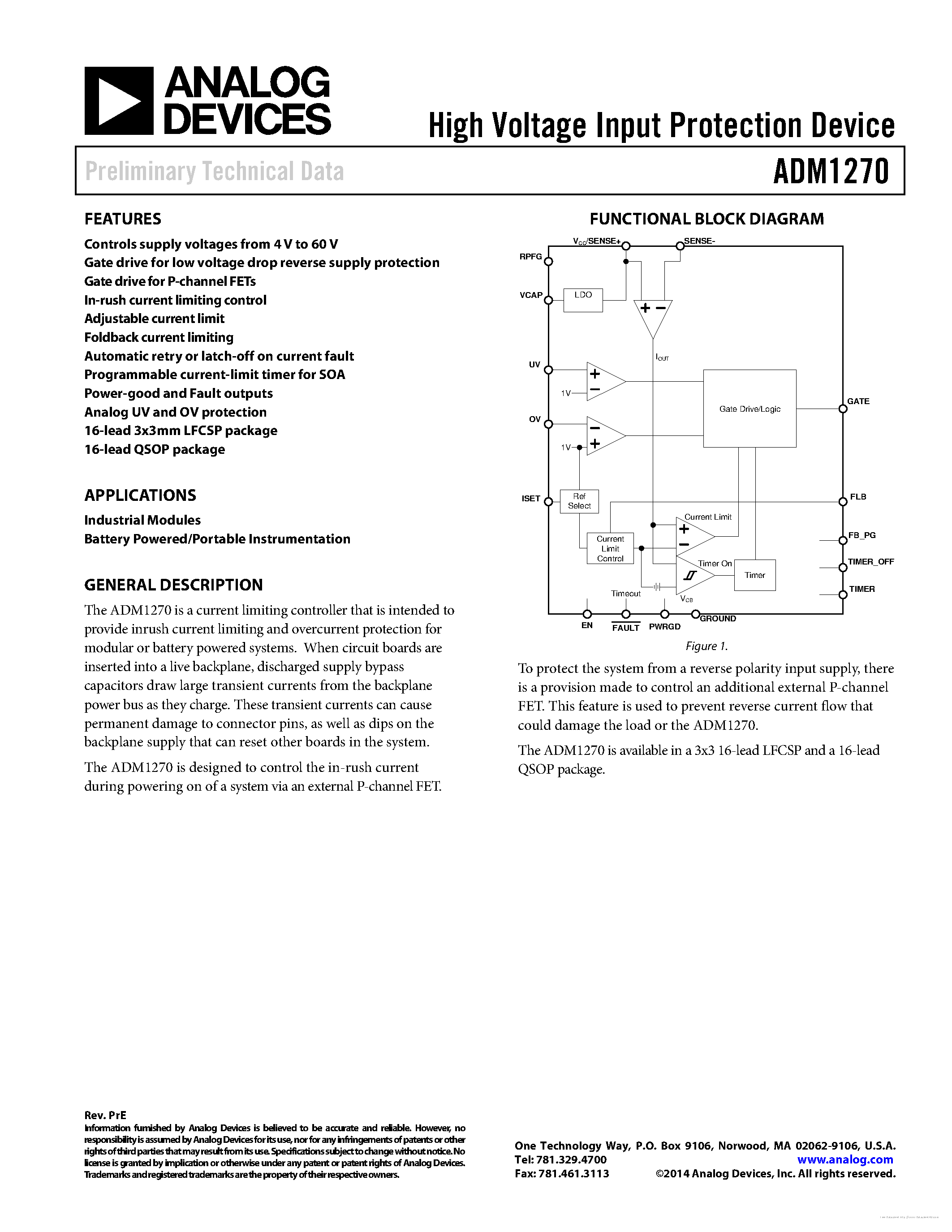 Datasheet ADM1270 page 1 Datasheet ADM1270 - page 1