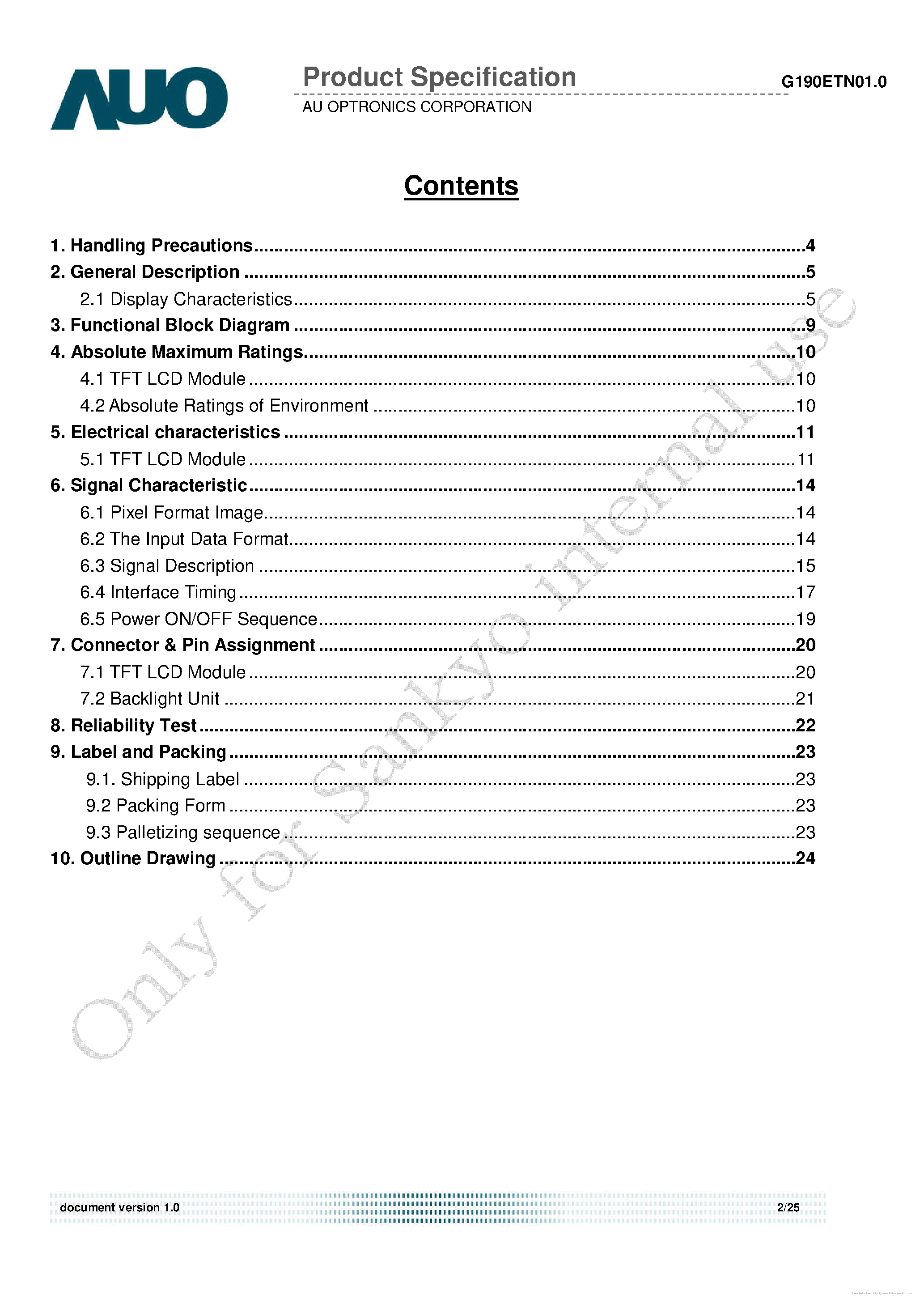 Datasheet G190ETN01.0 - page 2
