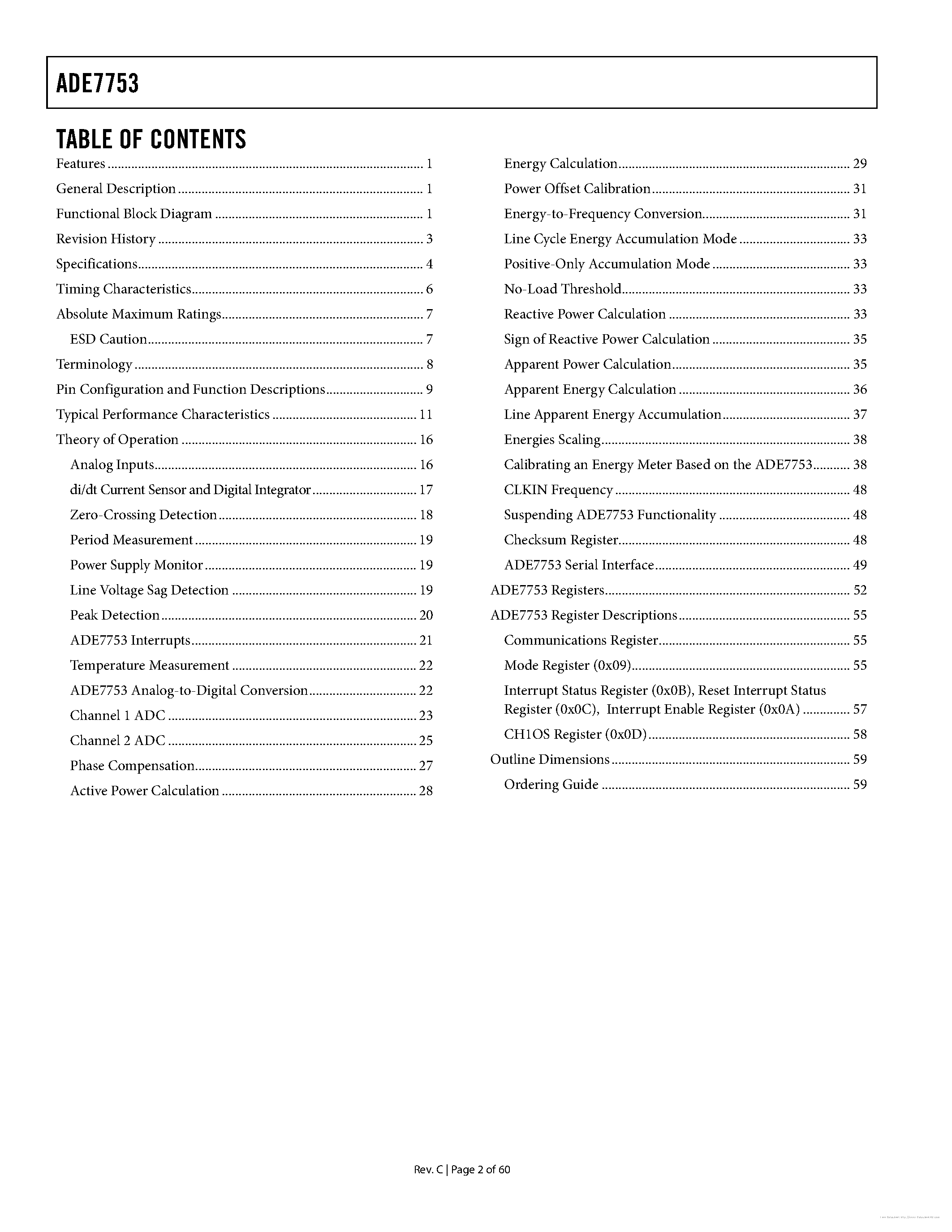 Даташит на микросхему ADE7753 страница 2 Даташит ADE7753 - страница 2