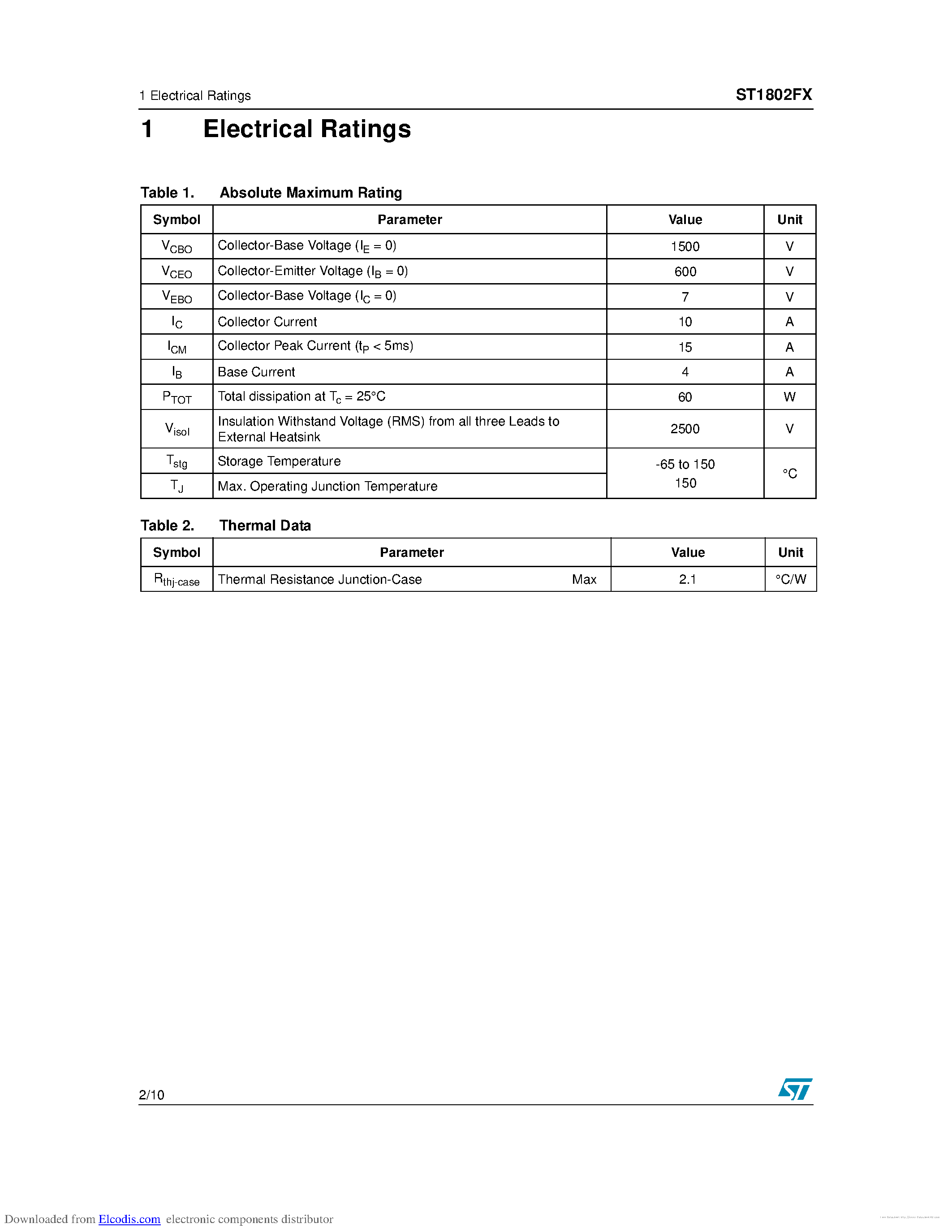 Даташит на микросхему ST1802FX страница 2 Даташит ST1802FX - страница 2
