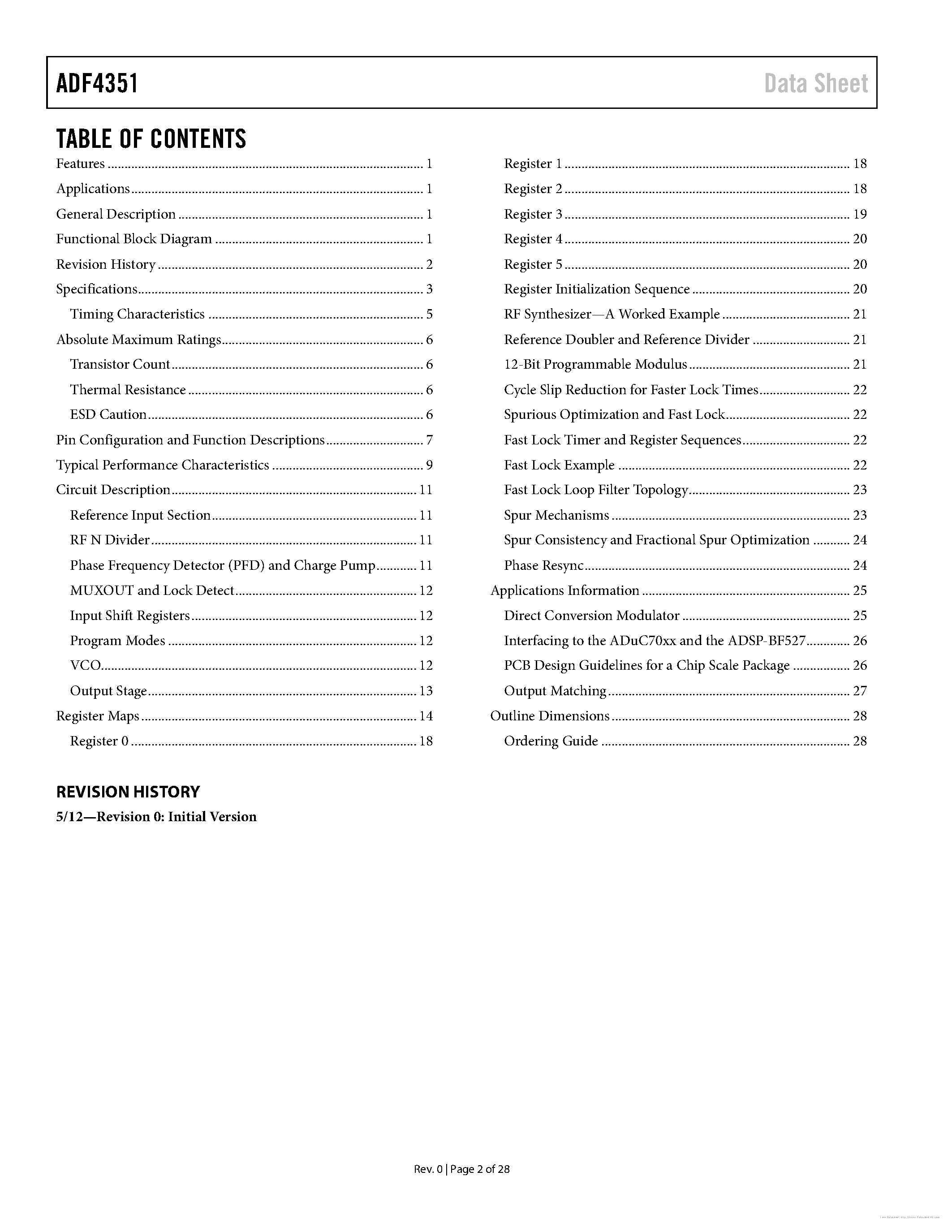 Даташит на микросхему ADF4351 страница 2 Даташит ADF4351 - страница 2